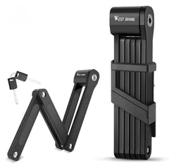 Folding bike lock shown folded and unfolded with keys thumbnail 1