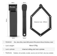 Folding bike lock dimensions and materials thumbnail 3