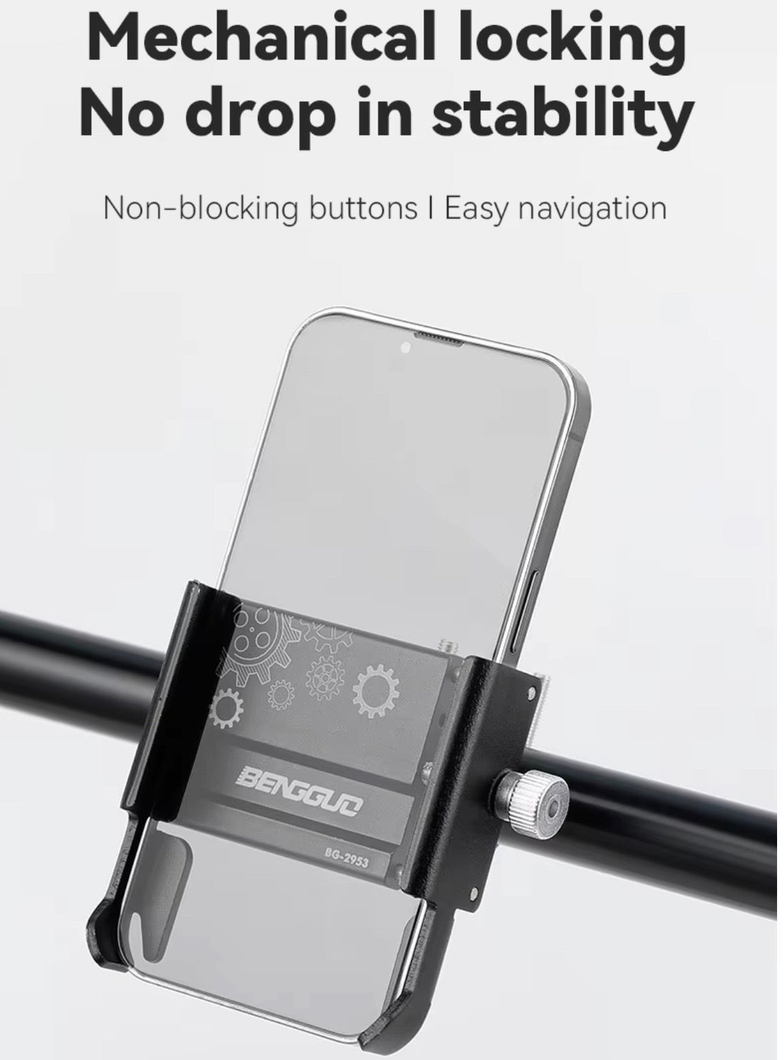 Mechanical locking arms hold the phone securely